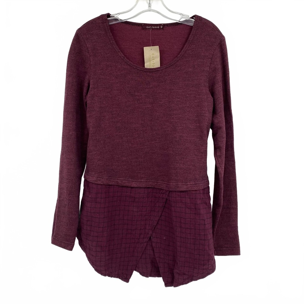 Cut Loose Purple Cotton Blend Layered T‑Shirt | Women’s XS